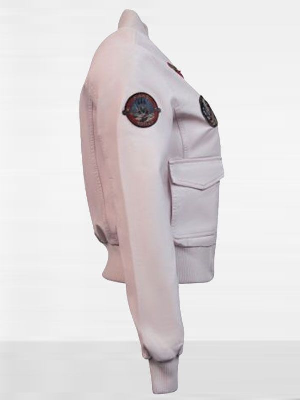 Womens Top Gun Light Pink Vegan Leather Jacket
