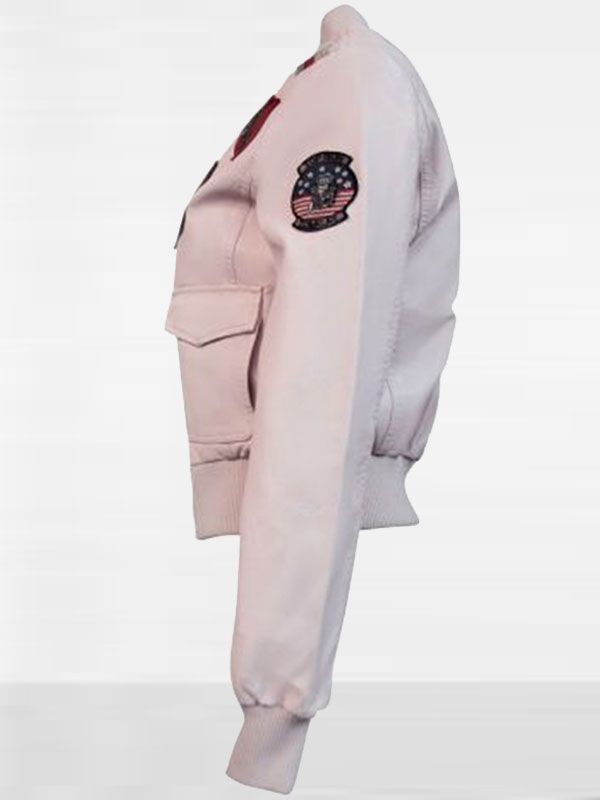 Womens Top Gun Light Pink Vegan Leather Jacket