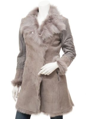 Women's Grey Sheepskin Coat
