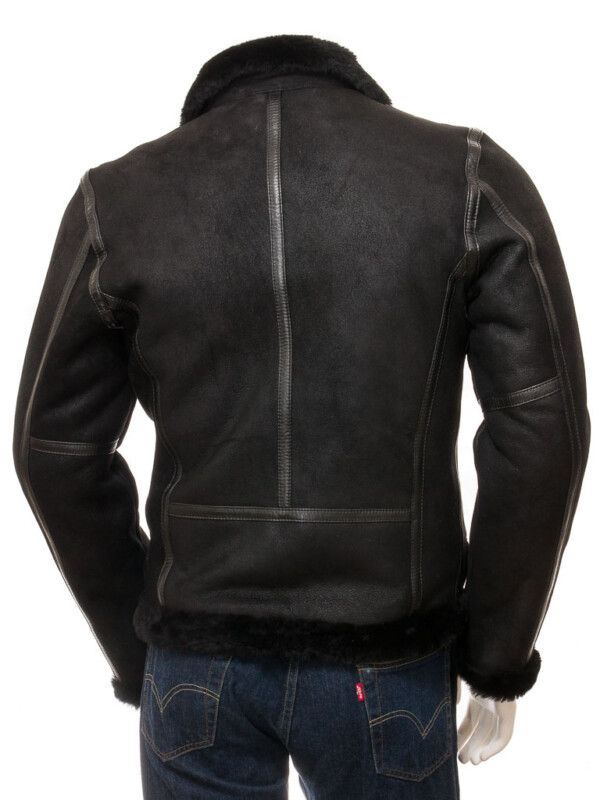 Men's Black Shearling Biker Jacket