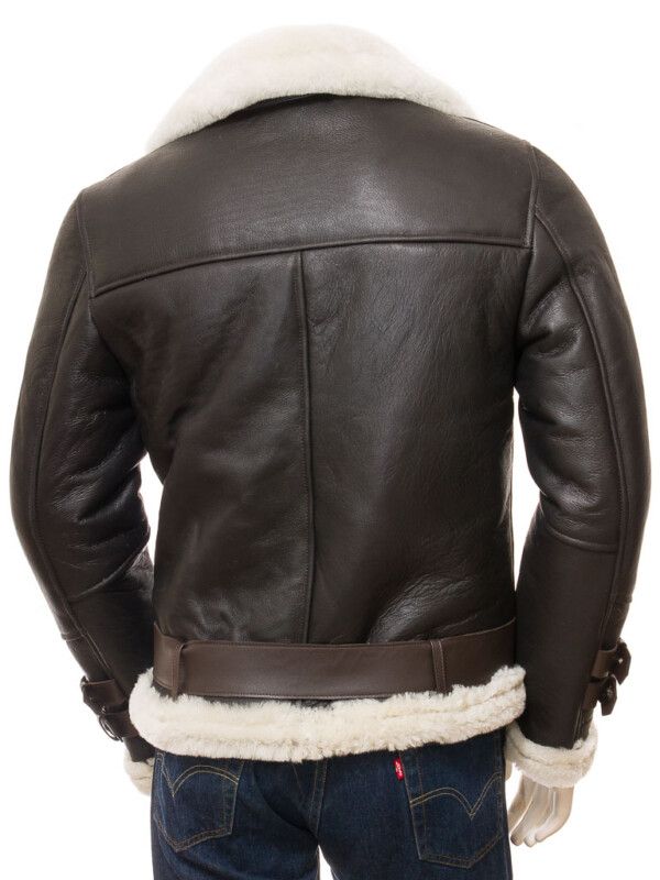 Men's Brown Shearling Biker Jacket