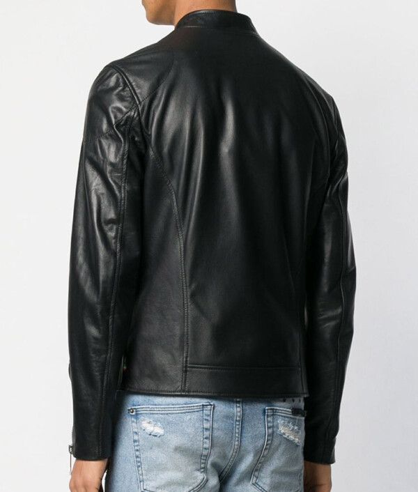 Mens Black Leather Style Jacket