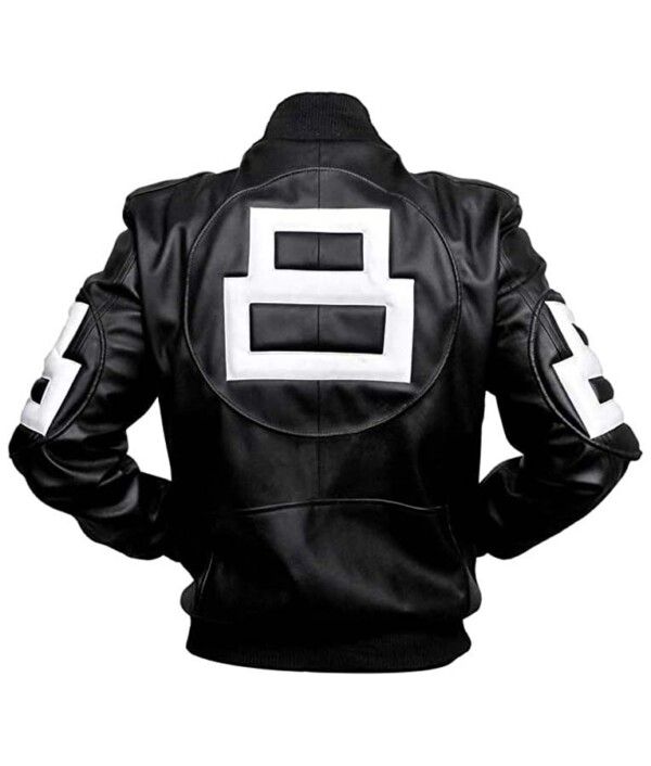 8 Ball Leather Bomber Style Black Jacket