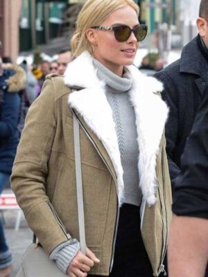 Margot Robbie Aviator Fur Jacket