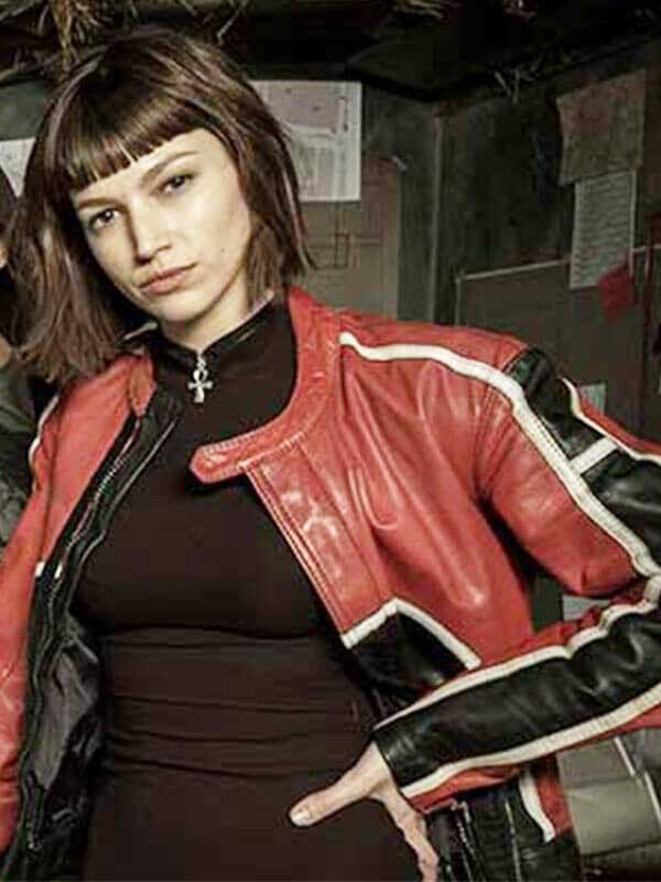Money Heist Tokio Red Cafe Racer Biker Leather Jacket
