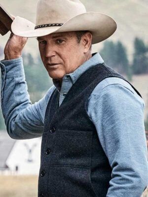 Kevin Costner Yellowstone John Dutton Grey Wool Vest